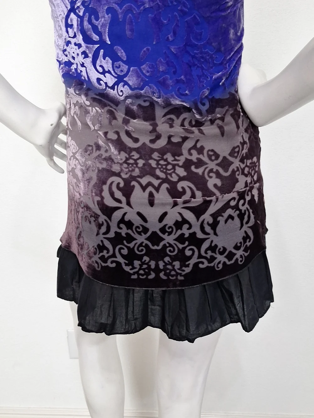Free People Purple Black Burnout Velvet Ombre Boho Tunic Mini Dress Size 0